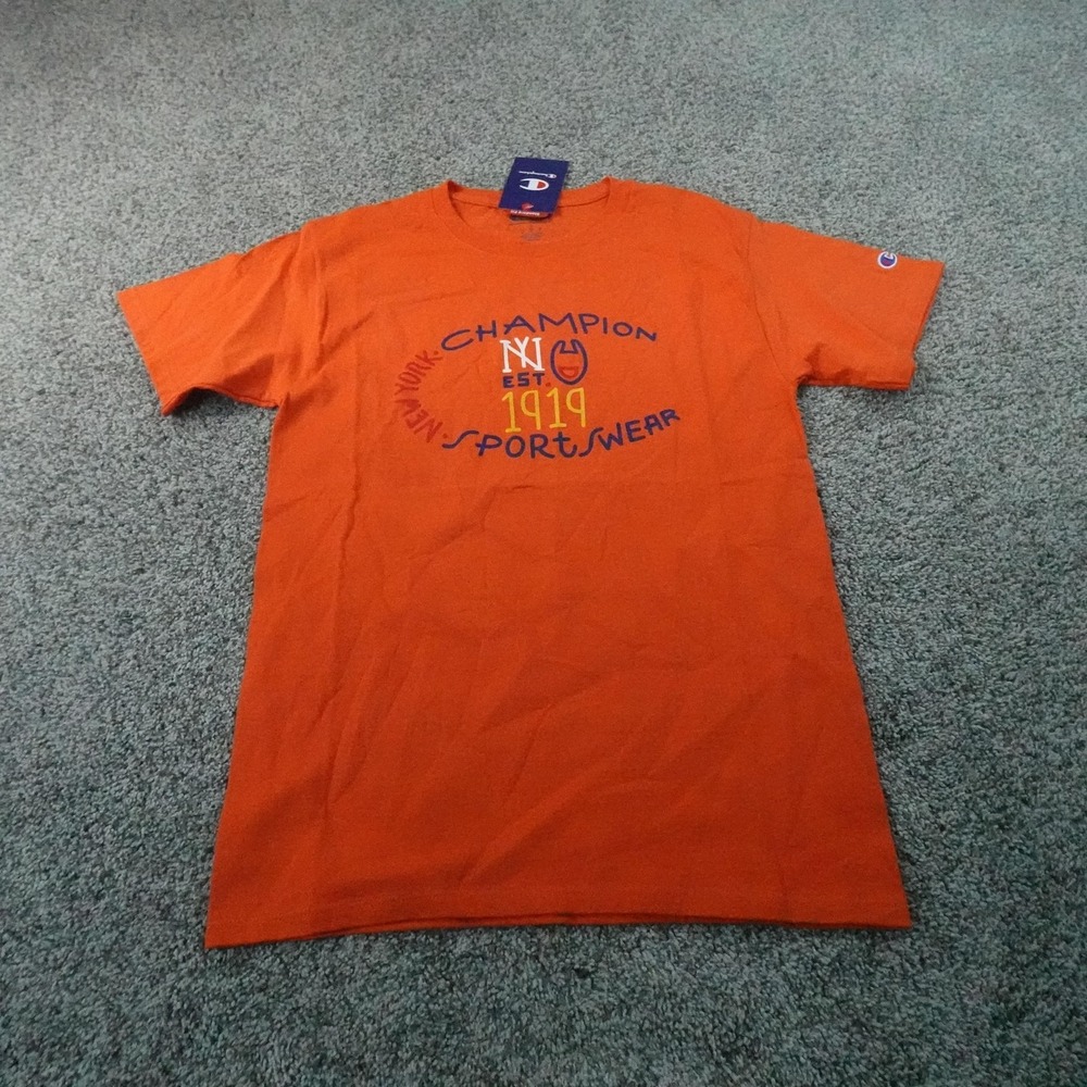 NEW Champion Shirt Mens S Orange Graphic Logo Short Sleeve Tee T-Shirt Casual - Picture 2 of 11